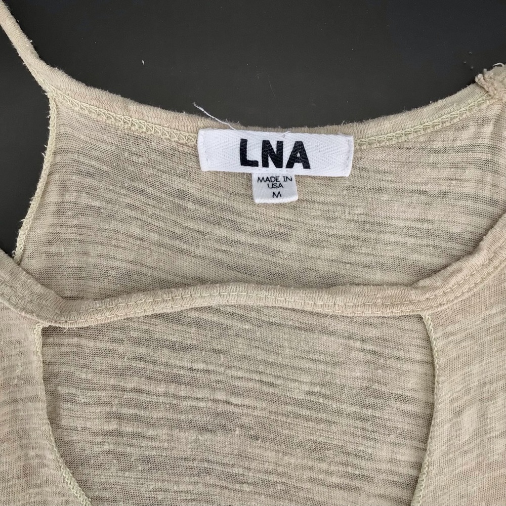 LNA Beige Tan Cutout Lightweight Sleeveless Tank Top Size Medium - Picture 2 of 12